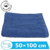 Mėlynas medvilninis rankšluostis Bizet - 100 % medvilnė, 500 g/m², 50x100 cm